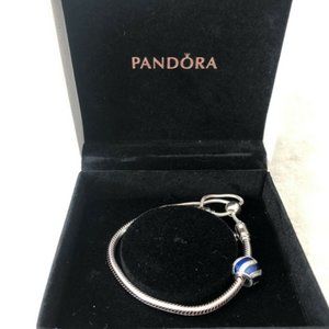 Pandora Moments Snake Chain Slider Bracelet with 1 Charm